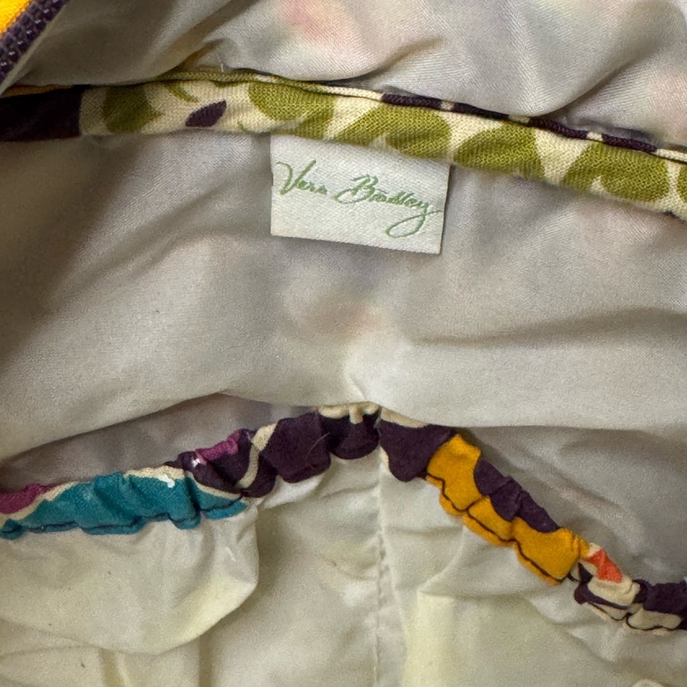 Vera Bradley Quilted Travel Cosmetic Case in Purple, Green, Teal, Yellow, Orange - Picture 7 of 8